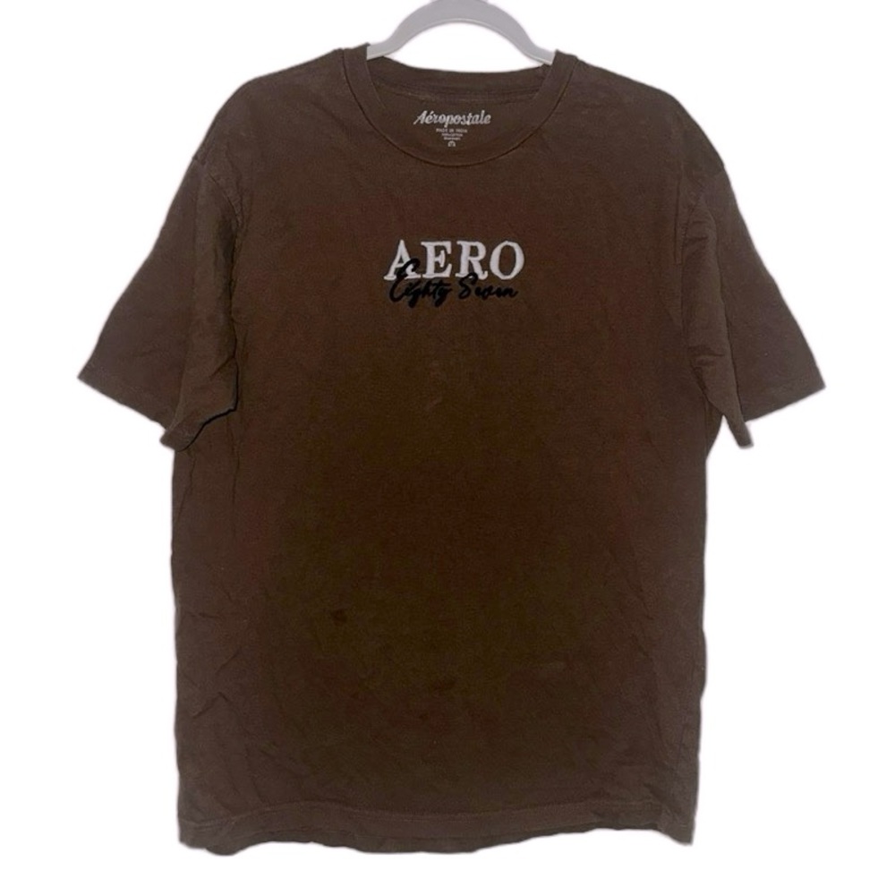 Aeropostale Brown Short‎ Sleeve Tee Aero Eighty Seven Crew Neck TShirt Size M